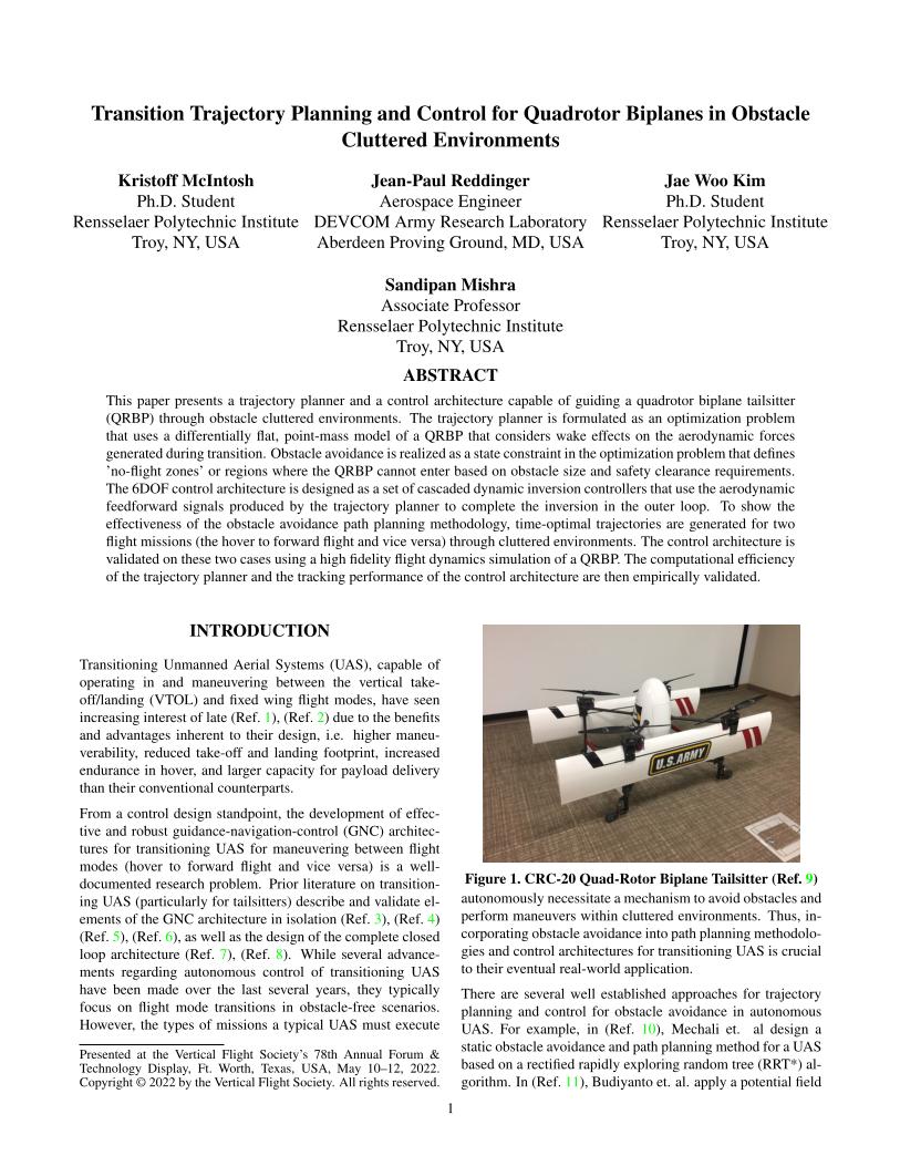 Transition Trajectory Planning and Control for Quadrotor Biplanes in ...