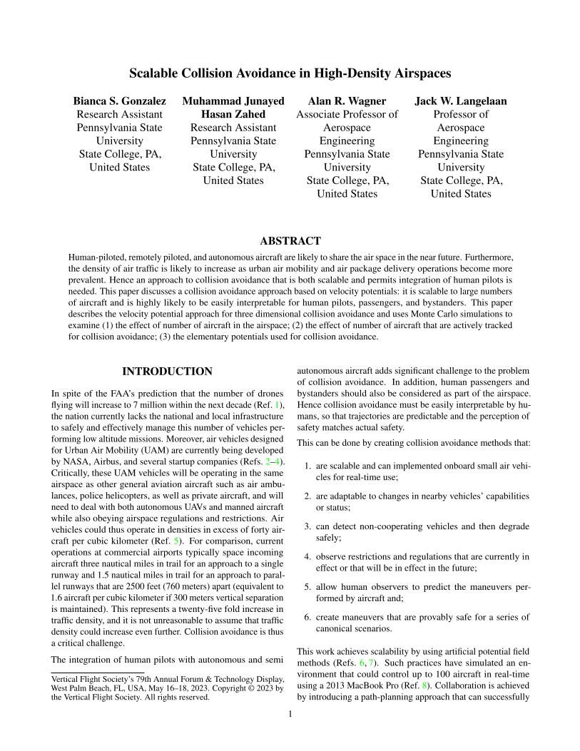 Scalable Collision Avoidance in High-Density Airspaces | Vertical ...