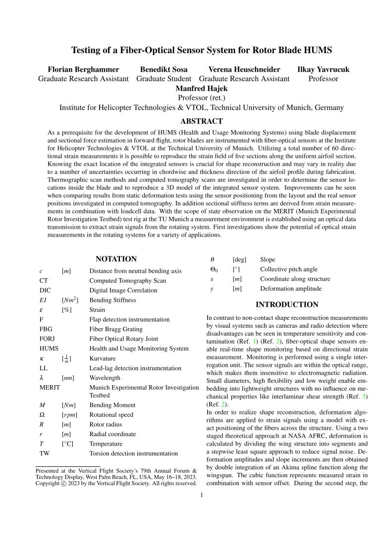 Testing of a Fiber-Optical Sensor System for Rotor Blade HUMS ...