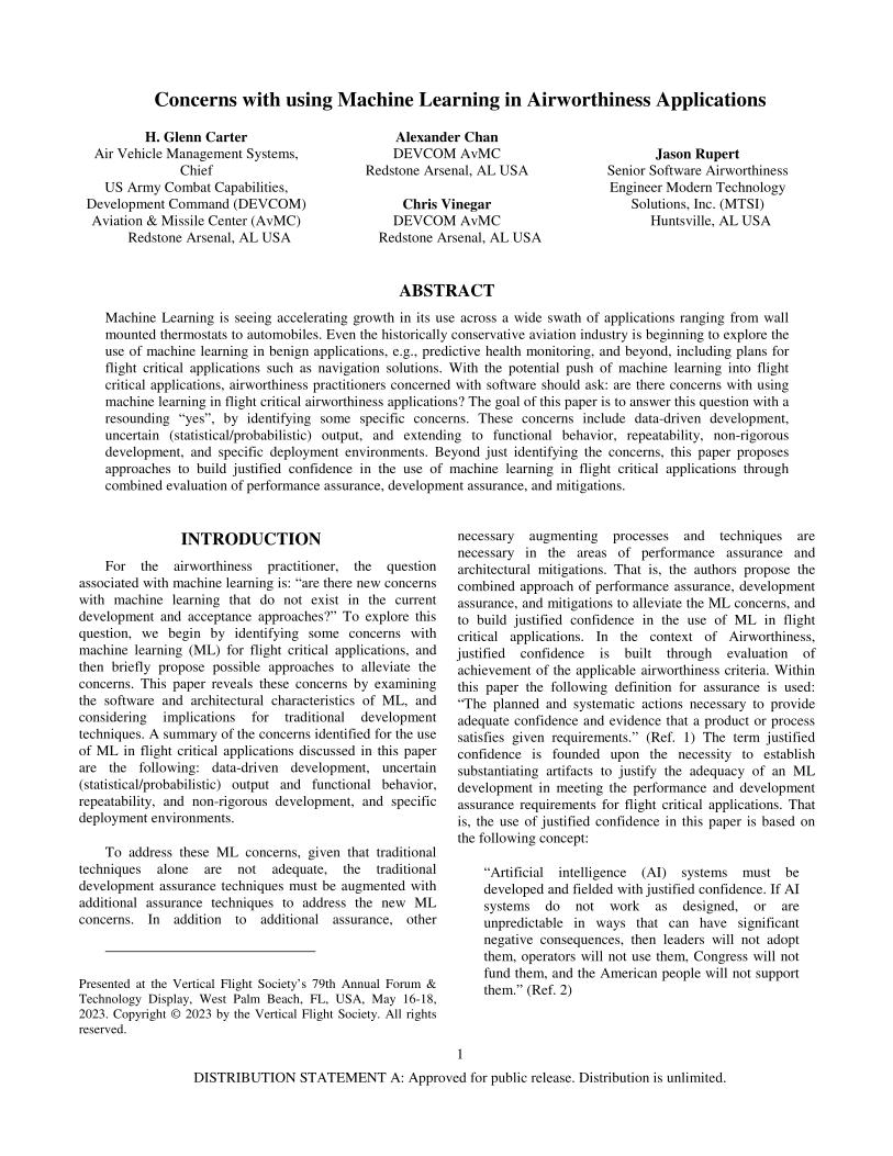 Concerns with Using Machine Learning in Airworthiness Applications ...