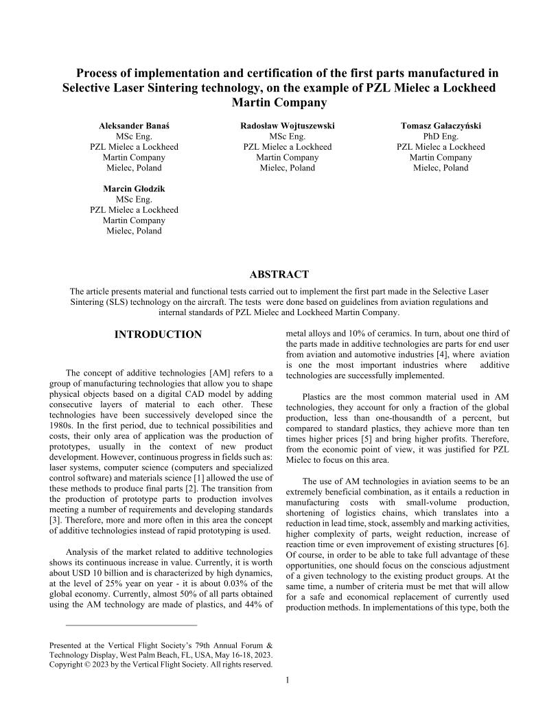 Lockheed Martin Disqualification Statement Example Process of Implementation and Certification of the First Parts ...
