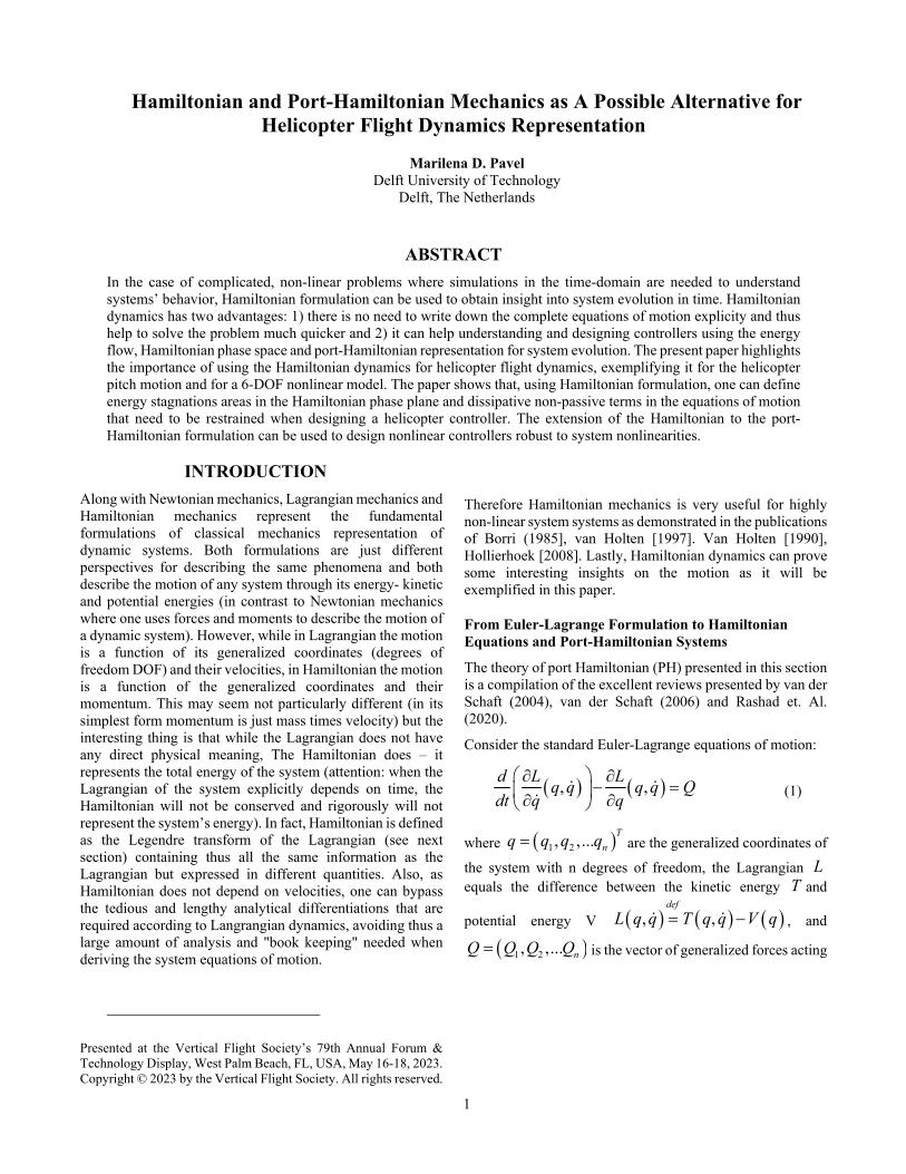 Hamiltonian and Port-Hamiltonian Mechanics as A Possible Alternative ...