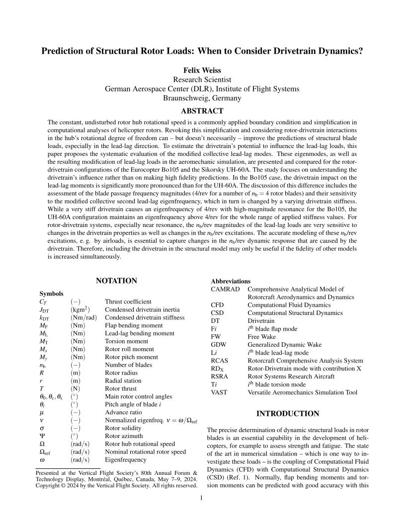 Prediction of Structural Rotor Loads: When to Consider Drivetrain ...