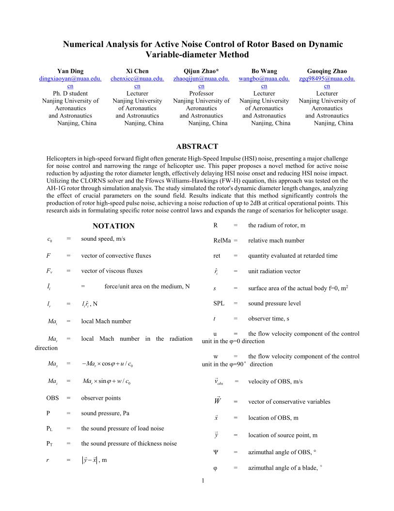 Numerical Analysis for Active Noise Control of Rotor based on Dynamic ...
