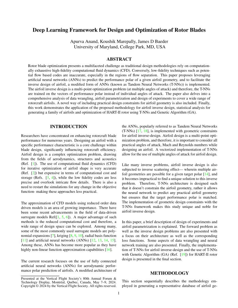 Deep Learning Framework for Design and Optimization of Rotor Blades ...