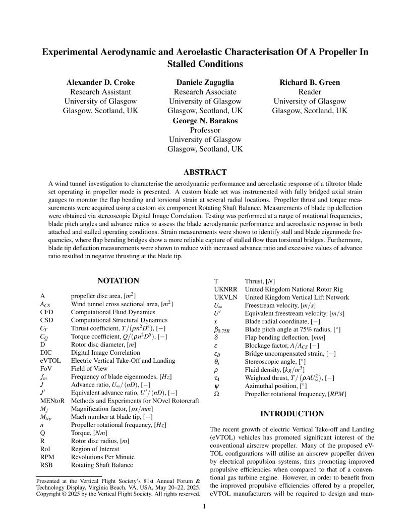Experimental Aerodynamic and Aeroelastic Characterisation of a ...